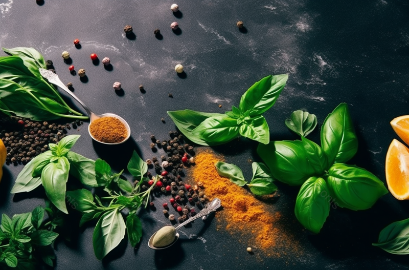 烹饪原料放置在深色背景上摄影,高清,摄影图,摄影图片,图片大全,摄影图免费下载